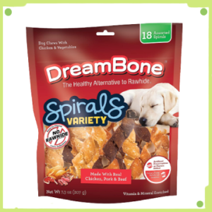 DreamBone Spirals Variety Pack, No-Rawhide Chews for Dogs, 18 Spiral Chews